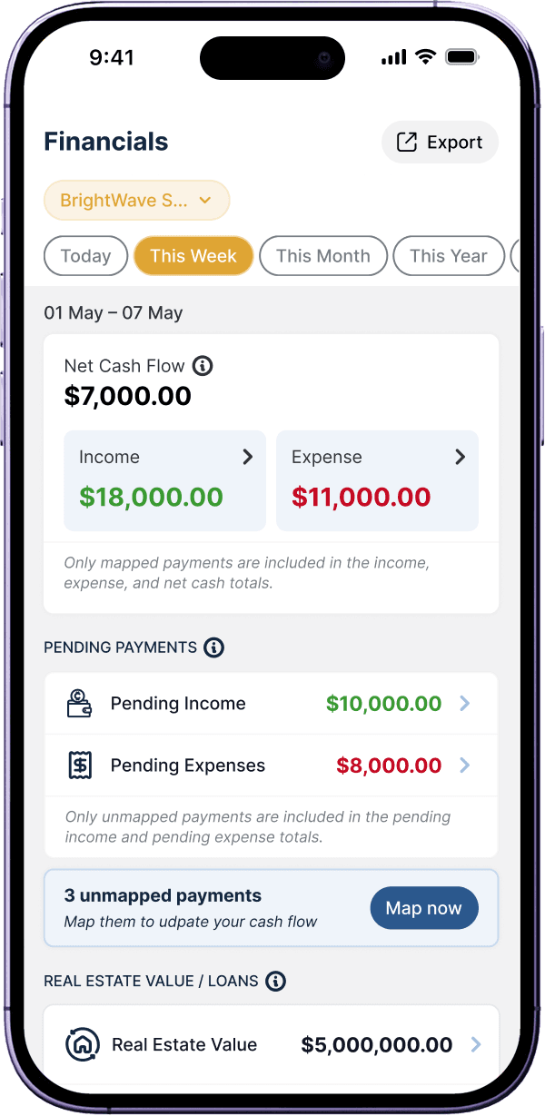 Financials & Reporting: Always know where your numbers stand.